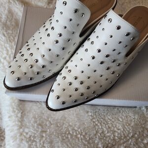 Chic White Studded Women's Mules